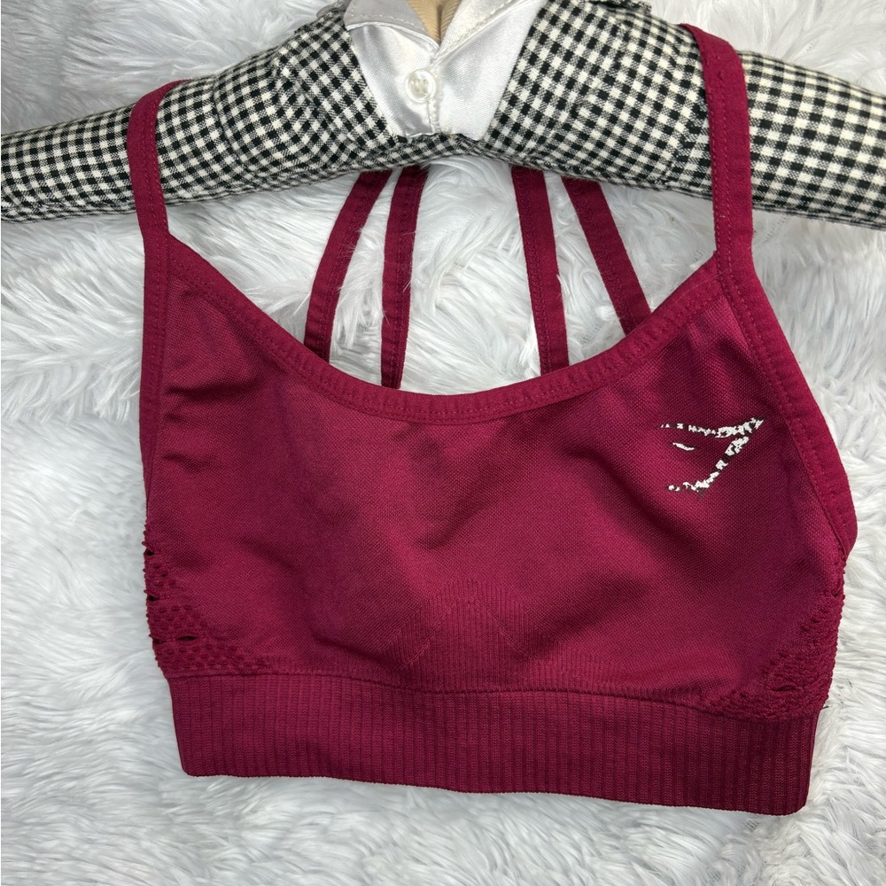 GYMSHARK Energy Strappy Back Sports Bra Wine color Sz XS